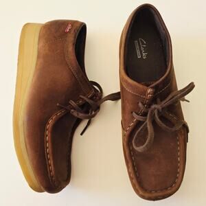 Clarks Padmora Wallabee Oxford Lace Up Crepe Sole EUC Brown Leather Size 8